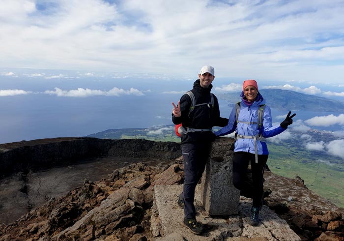 En la cumbre de la montaña de Pico Azores