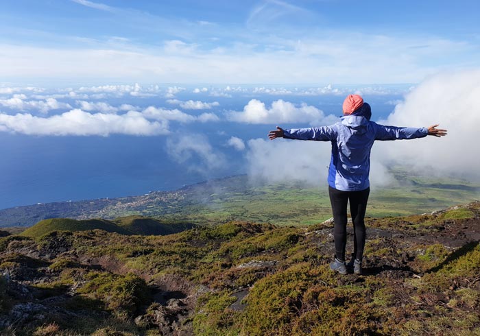 Subida a la montaña de Pico Azores