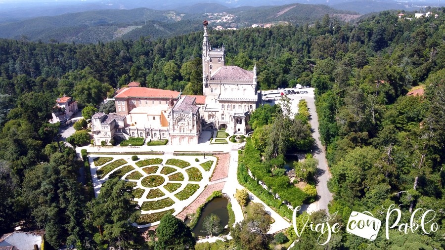 Vista aérea del palacio-hotel de Bussaco